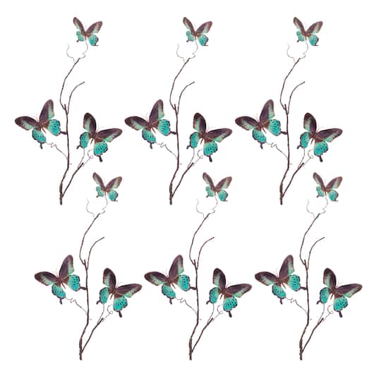 31.25" Blue & Black Butterfly Twig Sprays, 6ct.